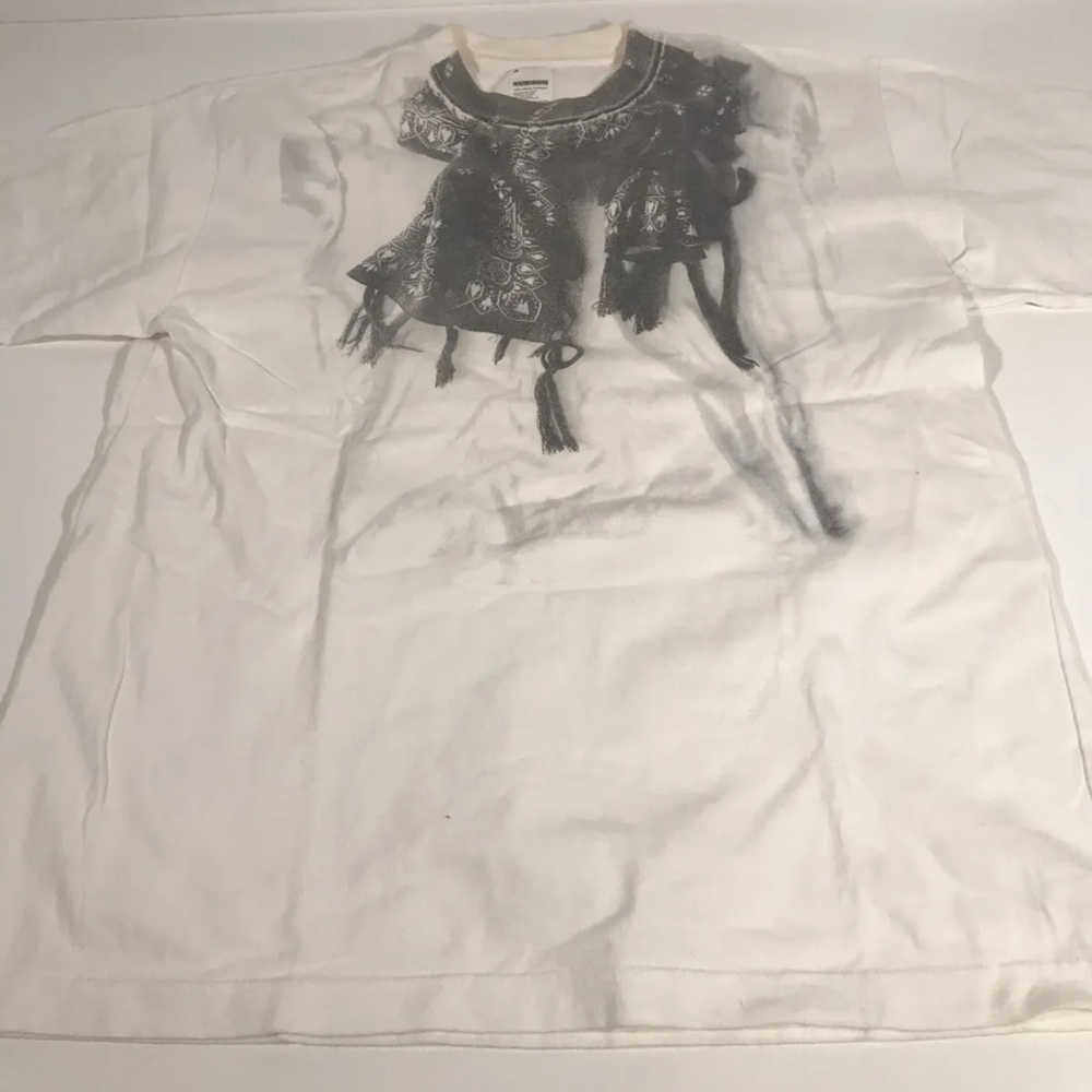 VE by Neighborhood Scarf Print Mens White T Shirt Sz 3 Large Soft Sleeve Tee